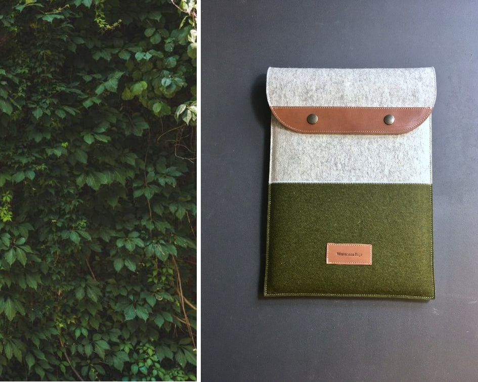 Macbook case sleeve felt by westerman bags in mossgreen