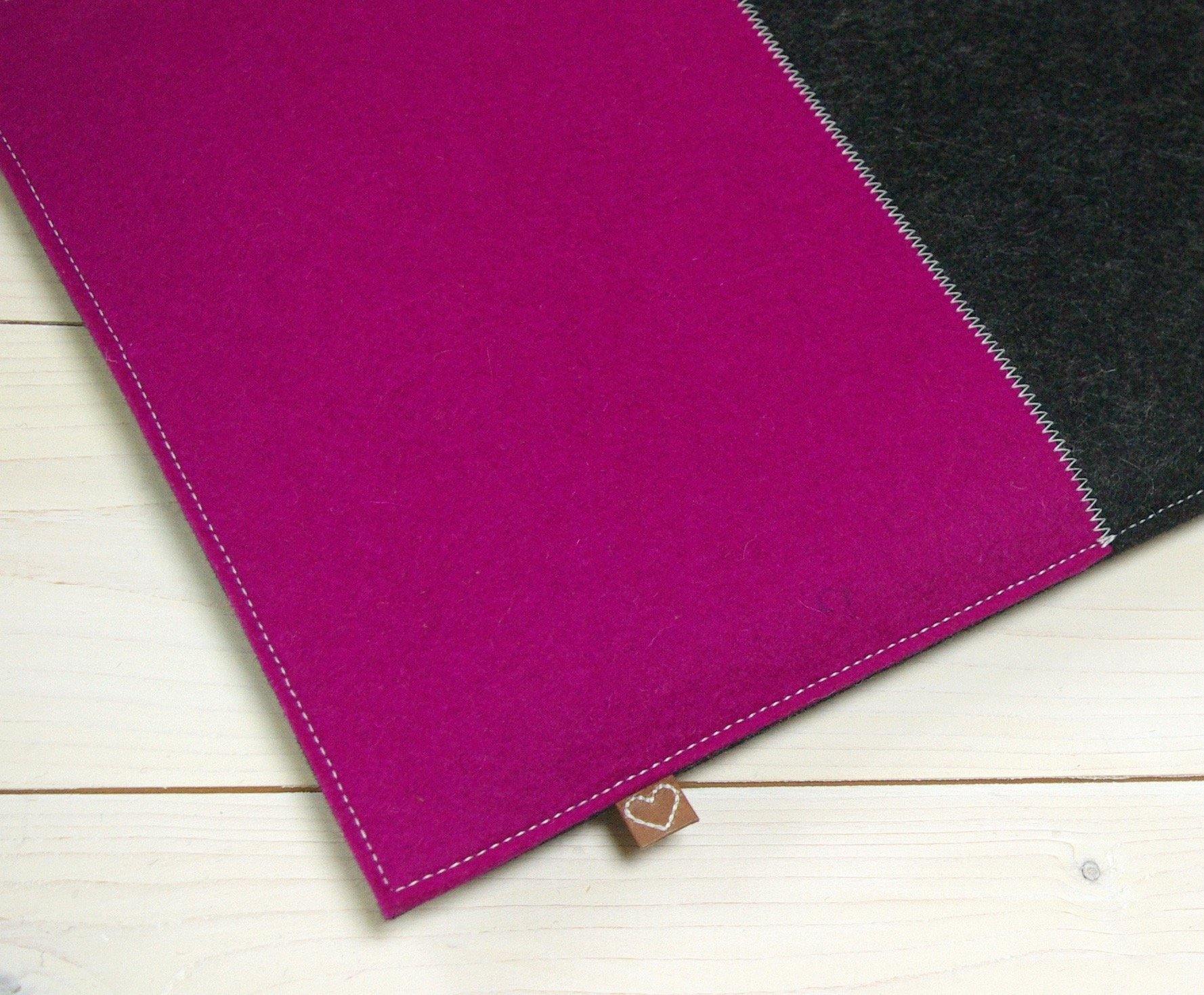 Hoes voor Ipad Pro | Mini | Air in Dark Pink rose en Grijs | CONTRAST - Westerman Bags vilten tassen en hoezen. Dutch Design.