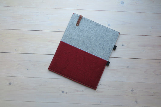 IPad 12.9 cover in red and gray with loops for Apple Pencil