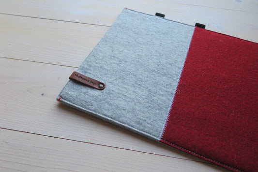 IPad 12.9 cover in red and gray with loops for Apple Pencil