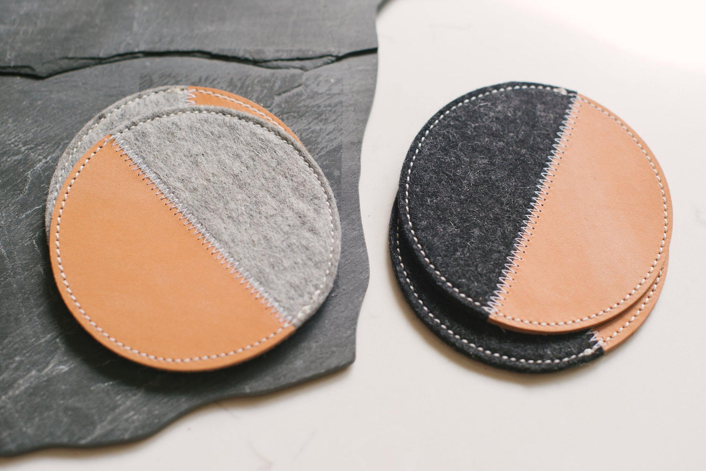 VANMIJ - Vilt & Leer onderzetters | felt and leather coasters - Westerman Bags vilten tassen en hoezen. Dutch Design.