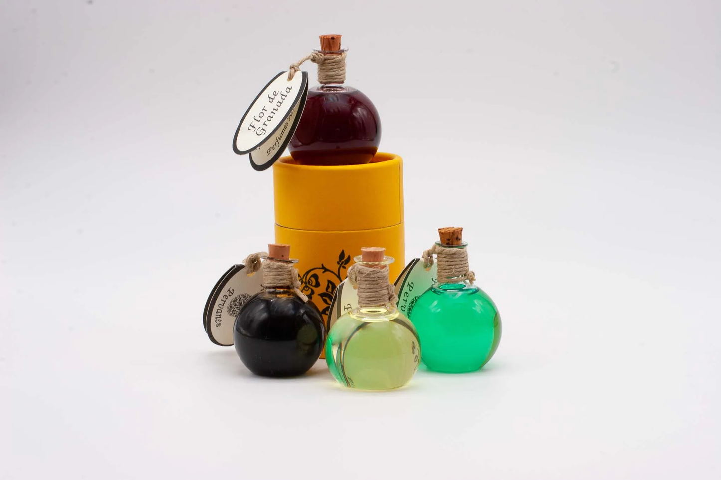 Perfume oil in handblown glass bottle