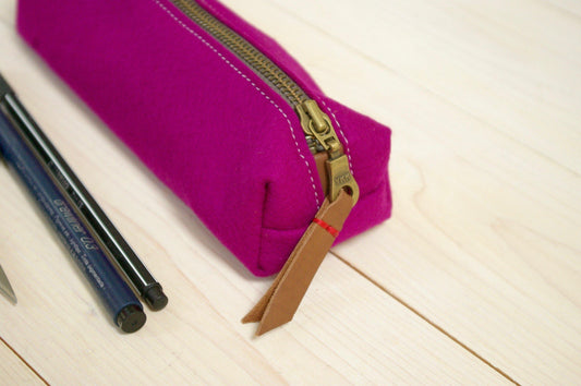 DARK PINK wool felt pencil case