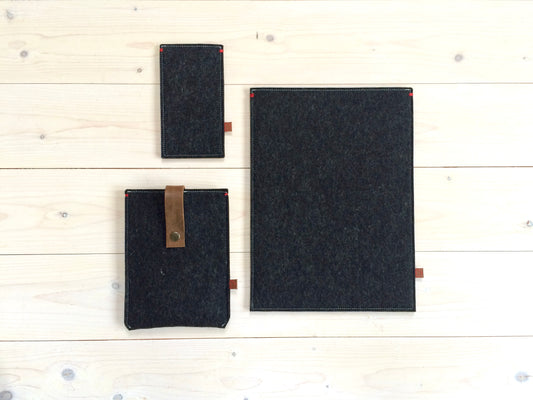 KOBO AURA KINDLE ereader hoes - CLASSIC CASE leren sluiting - zwart - Westerman Bags vilten tassen en hoezen. Dutch Design.