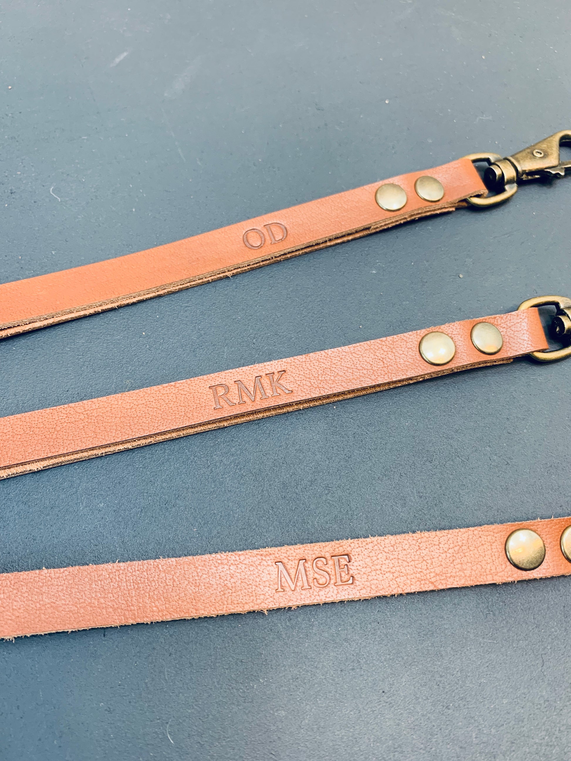 Leather keycord lanyard with name personalization