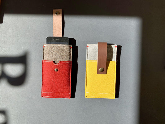 iPHone 11 wool felt case with leather closure