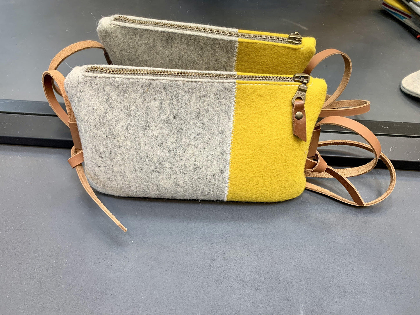 Woolfelt zipper clutch pouch crossbodybag