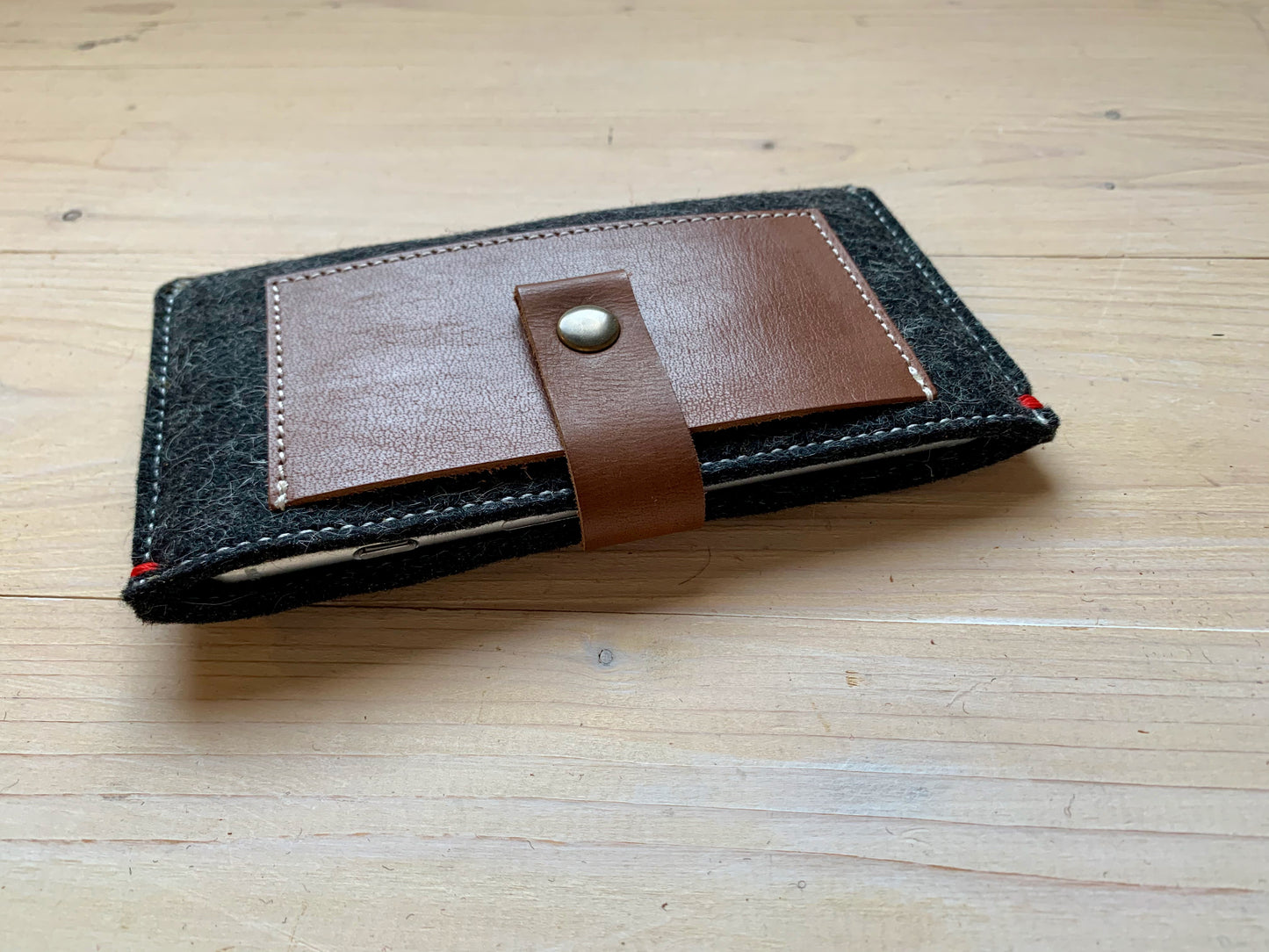 Iphone Wallet vilt en leer, met rits