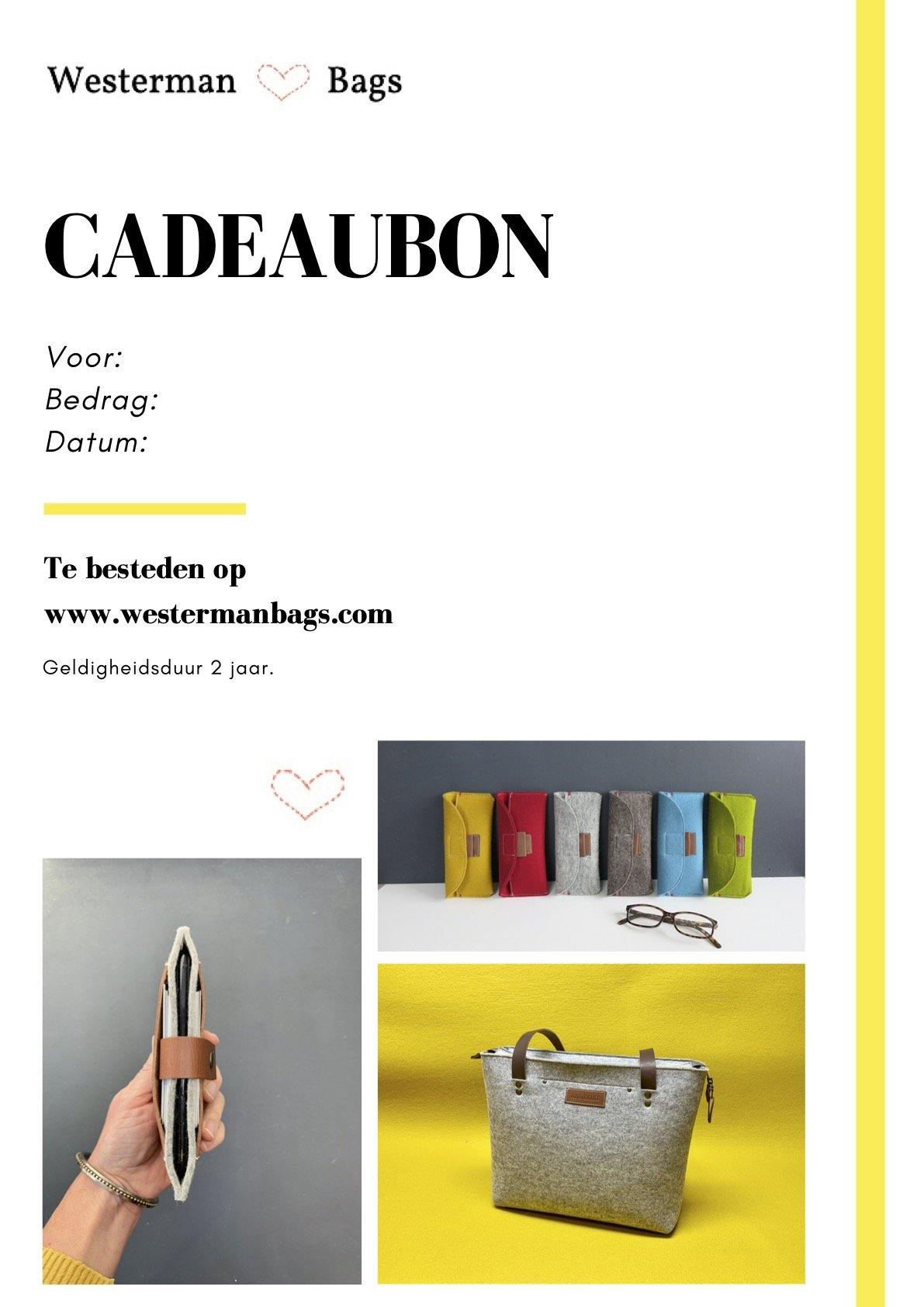 Cadeaubon digitaal - Westerman Bags vilten tassen en hoezen. Dutch Design.