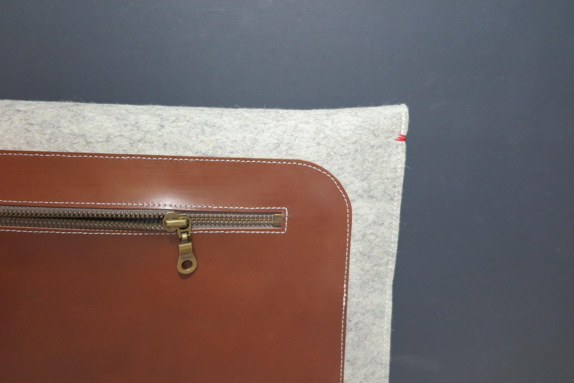 Premium leather and wool macbook case