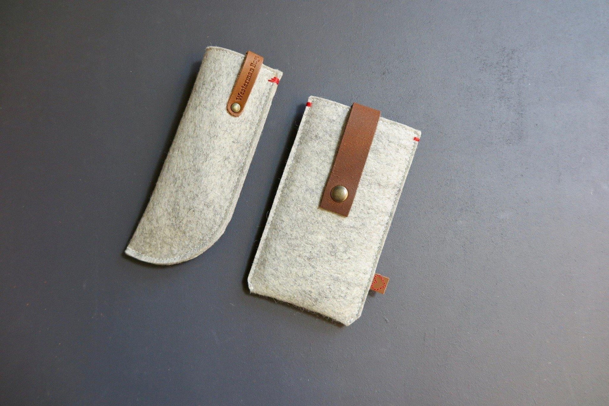 Grey felt cases collection handmade dutch design Westerman bags