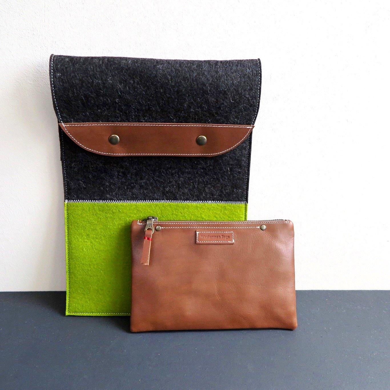 CLASSIC CASE - XL leren etui van plantaardig gelooid leer - Westerman Bags vilten tassen en hoezen. Dutch Design.