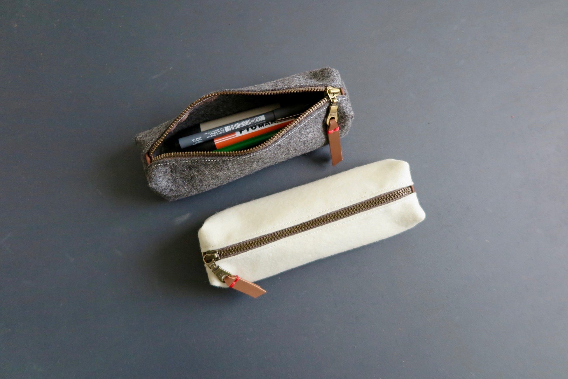 Fel pencil case in grey and off white by westerman bags