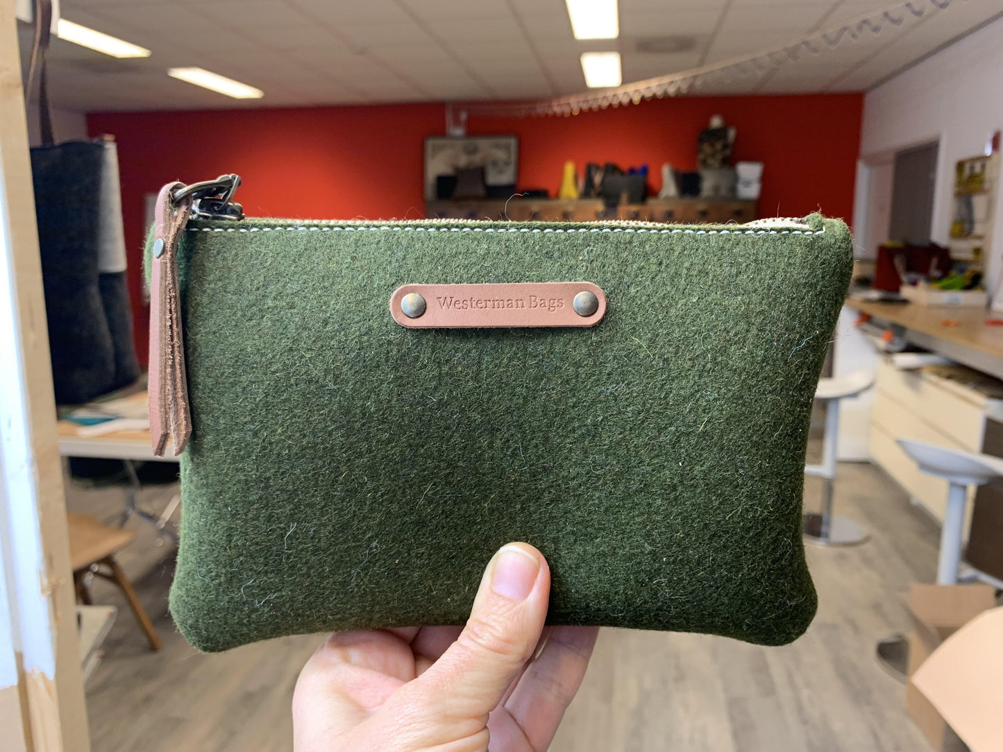 Mosgroen etui van wolvilt, westerman bags