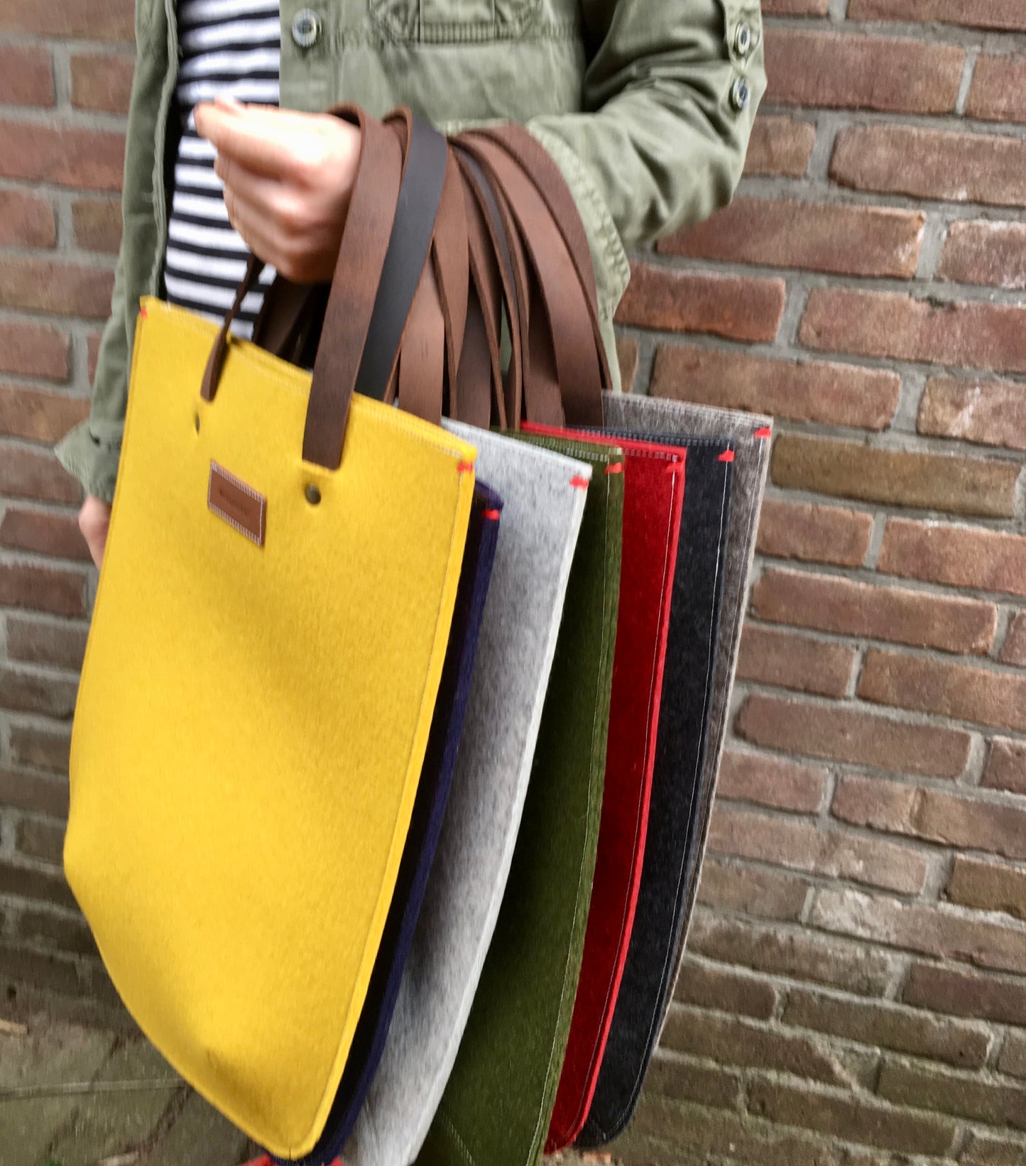 GRIFT shopper bag collection wool felt and leather