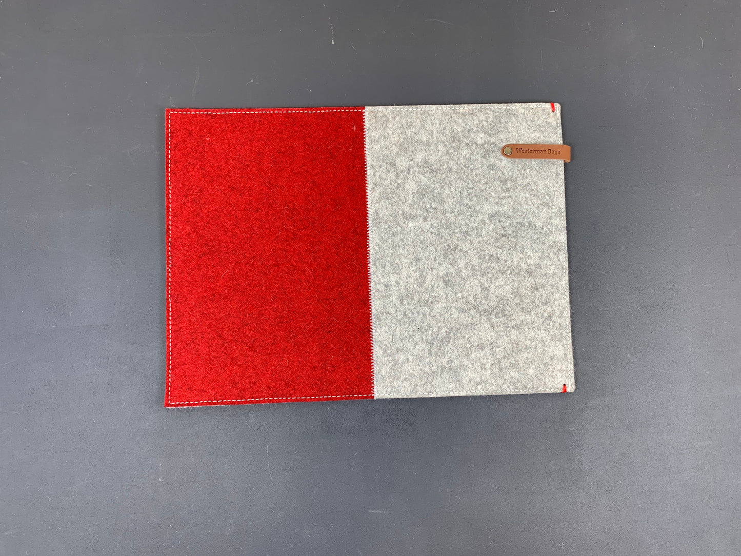 Wool felt macbook case in red and grey