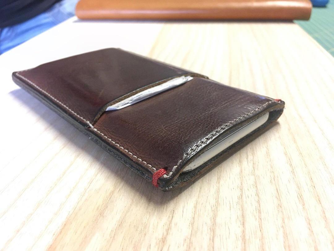 Mature aged leather iPhone 8 case with pocket wallet