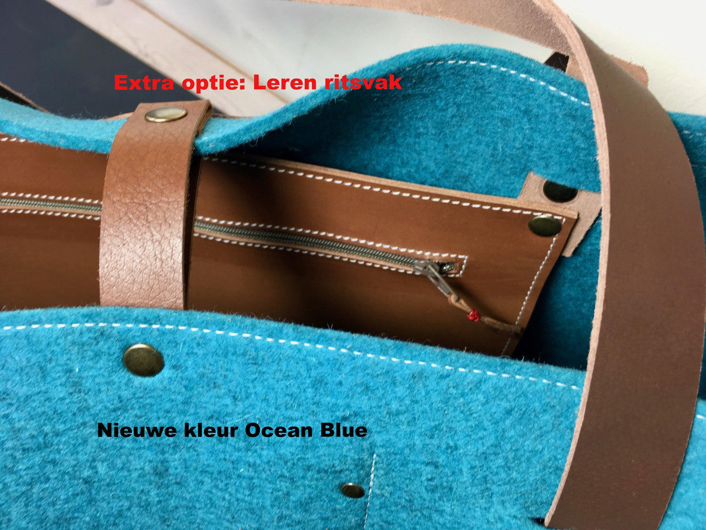 GRIFT XL TAS VILT - in Ocean Blauw - Westerman Bags vilten tassen en hoezen. Dutch Design.