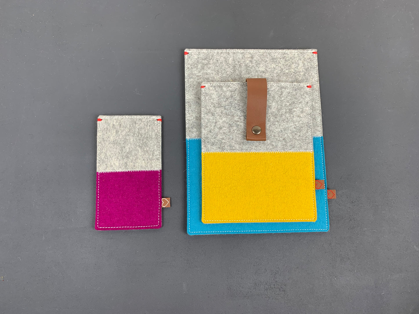 Felt cases for ereader, iPhone and iPad in many colours